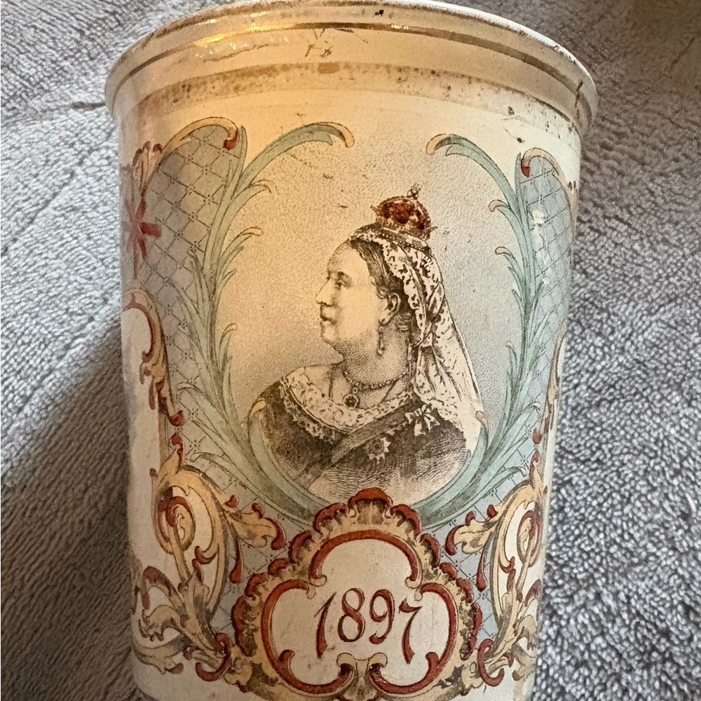 Queen. Victoria Commemorative Decorative Enamel cup- 1897 Portrait Design